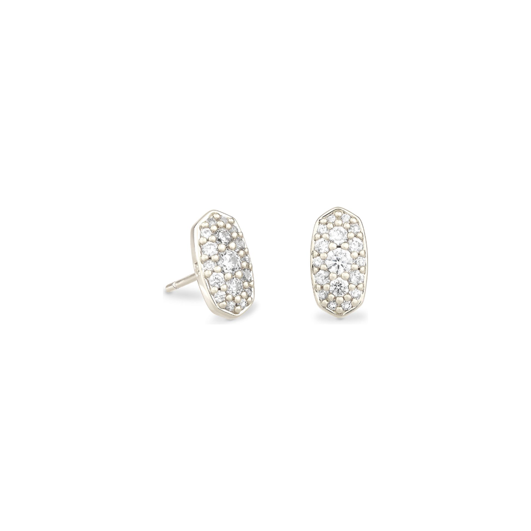 Kendra Scott Silver Grayson Stud Earrings in White CZ