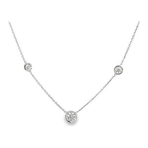 Roberto Coin 18K White Gold Triple Diamond Station Necklace