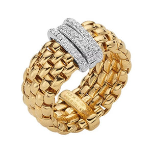 FOPE 18K Gold Panorama Diamond Pave Flex'It Ring