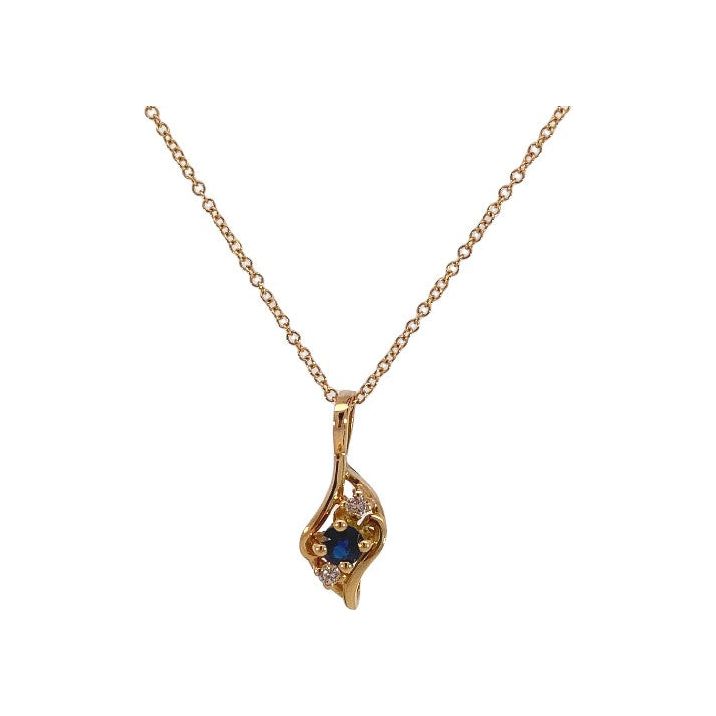 Estate 14K Sapphire & Diamond Pendant Necklace