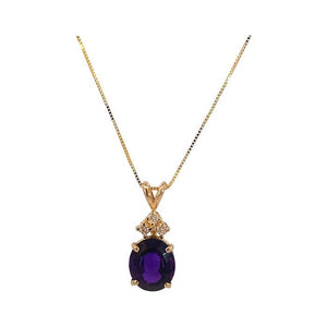 Estate 14K Amethyst & Diamond Necklace