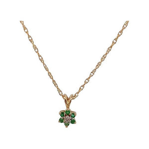 Estate 14K Emerald Flower Necklace