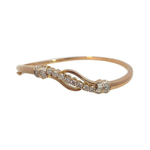 Estate 18k Gold Diamond Wave Bangle Bracelet