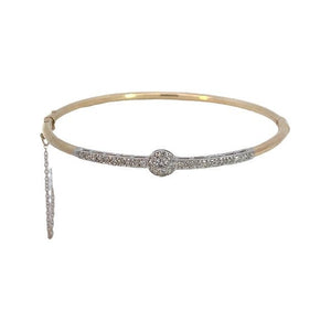 Estate 14k Gold Diamond Halo Bangle Bracelet