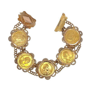 Estate 14k Gold Coin style Filagree Bracelet