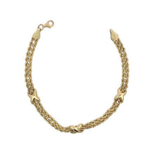 Load image into Gallery viewer, Estate 10K Gold Hollow Double Rope X Station Bracelet
