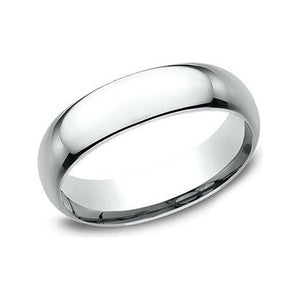 14K White Gold Domed Wedding Band