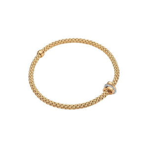 FOPE 18K Gold Prima Diamond Pave Triple Rondel Flex'It Bracelet