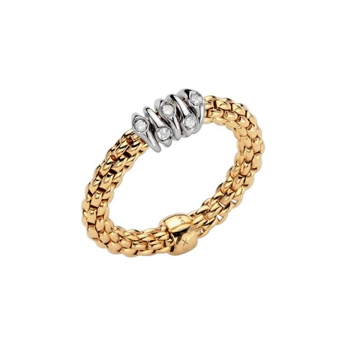 FOPE 18K Gold Prima Diamond Rondels Flex-It Ring