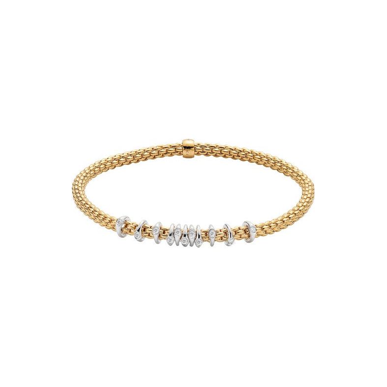 FOPE 18K Gold Prima Diamond Rondels Flex'It Bracelet