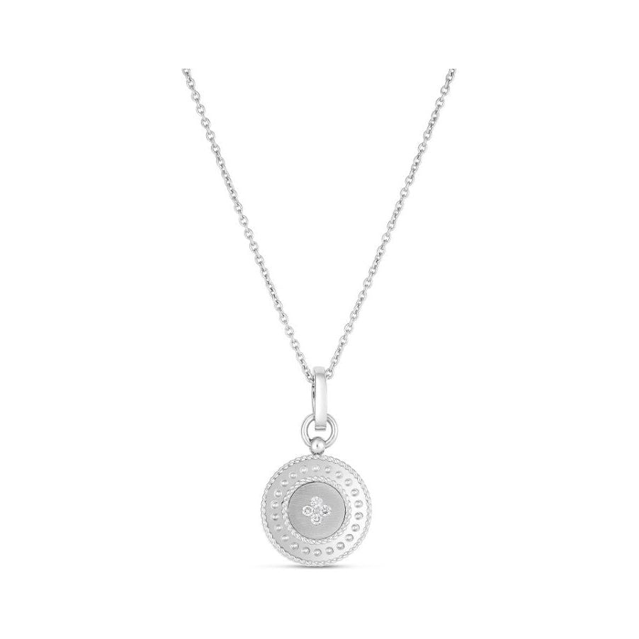 Roberto Coin 18K White Gold Venetian Princess Small Medallion Necklace