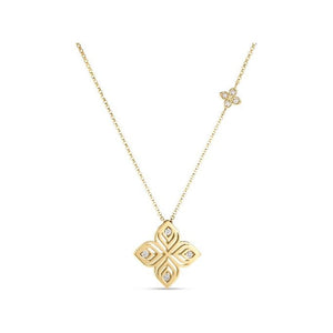 Roberto Coin 18K Yellow Gold Arabesque Diamond Flower Necklace