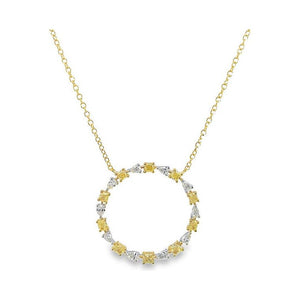 18K Gold Yellow Diamond Open Circle Necklace