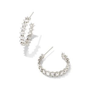 Kendra Scott Silver Cailin Hoops in White CZ