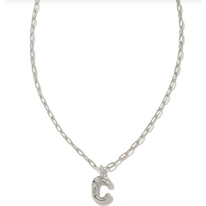 Kendra Scott Silver Letter "C" Necklace In White Crystal