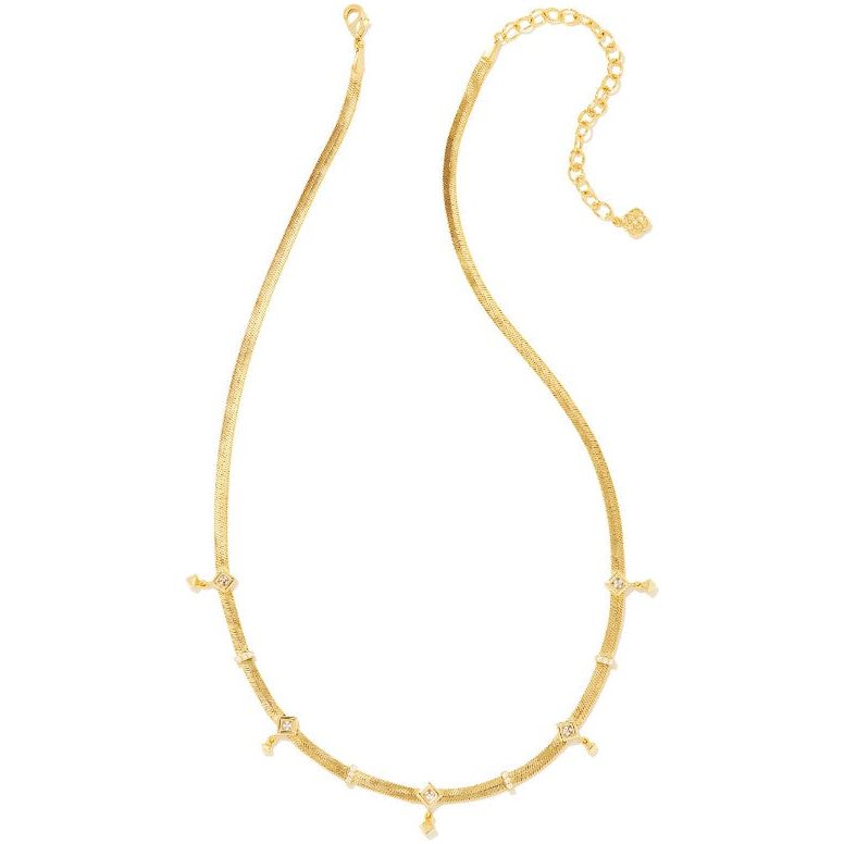 Kendra Scott Gold Gracie Chain Necklace in White CZ