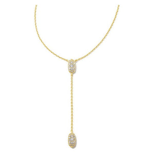 Kendra Scott Grayson Gold Y-Necklace in White CZ