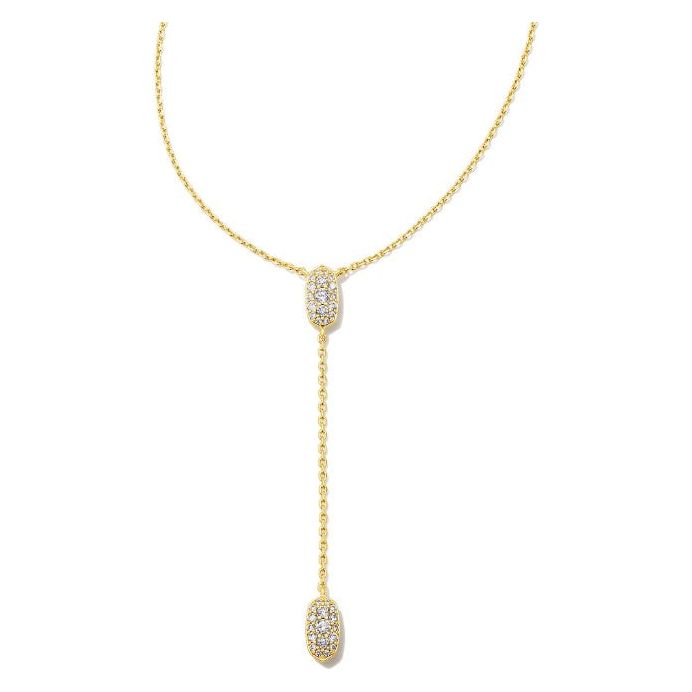 Kendra Scott Grayson Gold Y-Necklace in White CZ