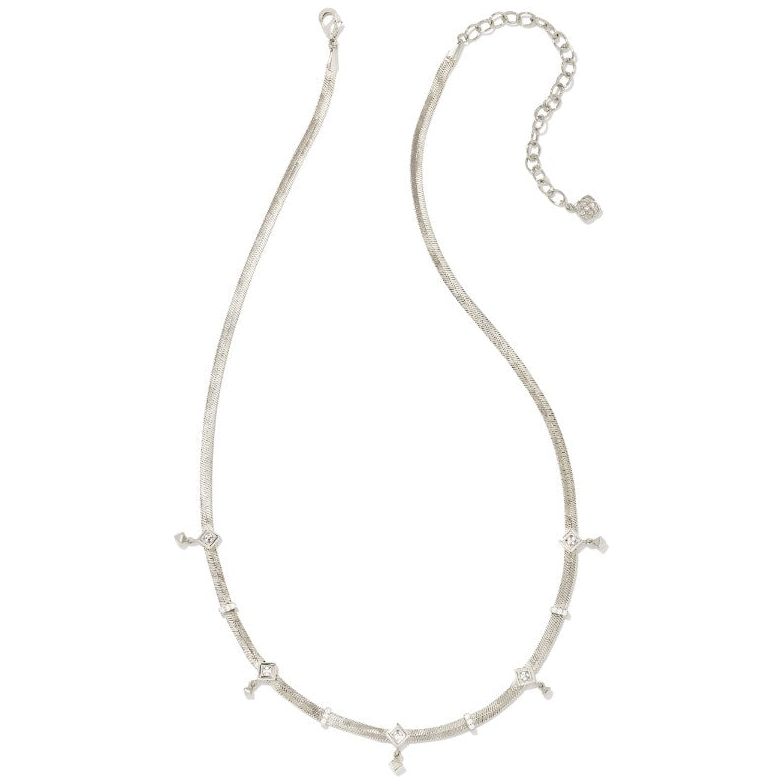 Kendra Scott Silver Gracie Chain Necklace in White CZ