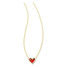 Load image into Gallery viewer, Kendra Scott Ari Heart Gold Necklace in Red Opalescent Resin
