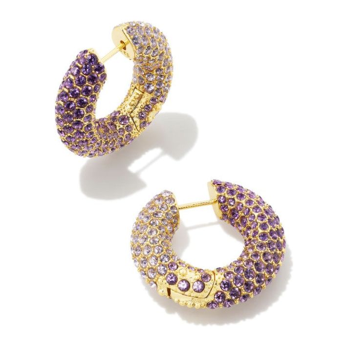 Kendra Scott Gold Miki Hoop Earrings in Purple-Mauve Ombre Mix