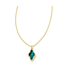 Load image into Gallery viewer, Kendra Scott Gold Abbie Necklace in Teal Tiger&#39;s Eye
