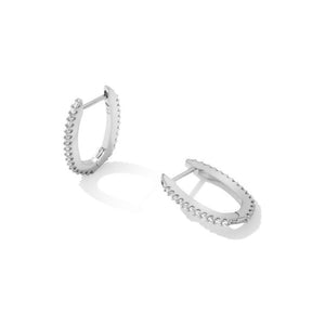 Kendra Scott Silver Murphy Huggie Earrings in White CZ