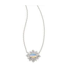 Load image into Gallery viewer, Kendra Scott Silver Grayson Sunburst Frame Necklace in Iridescent Opalite Illusion
