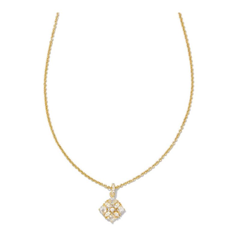 Kendra Scott Gold Dira Necklace in White Crystal