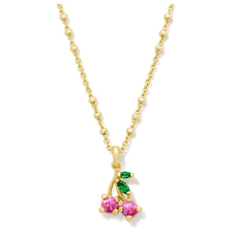 Kendra Scott Gold Cherry Pendant in Berry Kyocera Opal