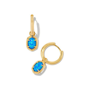 Kendra Scott Gold Daphne Convertible Huggies in Bright Blue Kyocera Opal