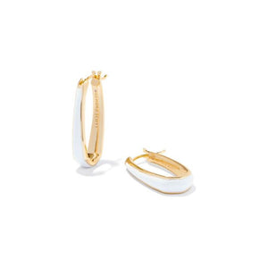 Kendra Scott Gold Kelsey Hoops in White Enamel