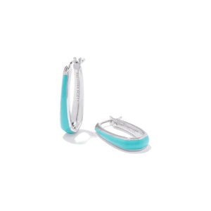 Kendra Scott Silver Kelsey Hoops in Turquoise Enamel