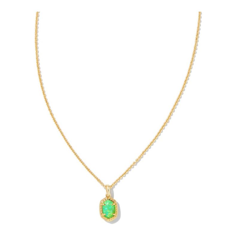 Kendra Scott Gold Daphne Necklace in Bright Green Kyocera Opal