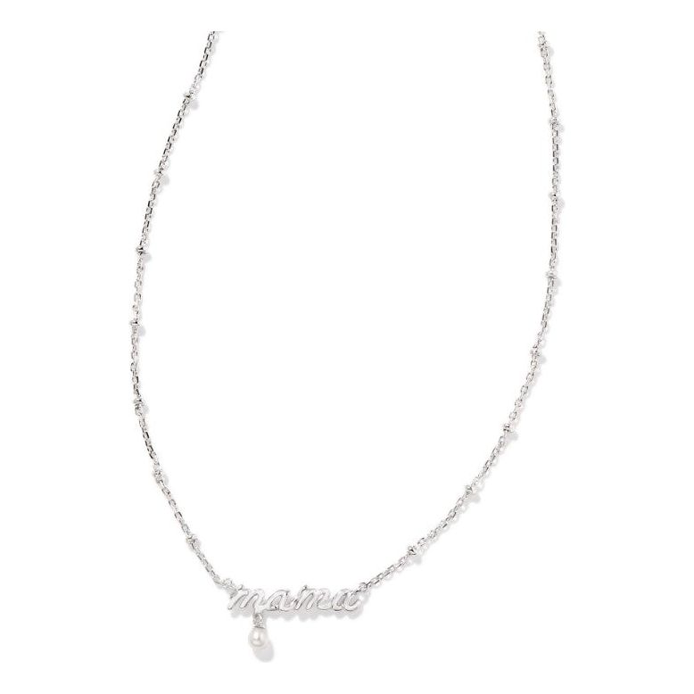 Kendra Scott Silver Mama Script Station Necklace with Pearl