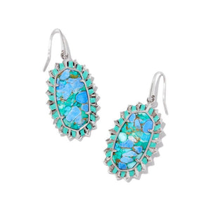 Kendra Scott Dani Silver Color Burst Drop Earrings in Bronze Veined Aqua Magnesite