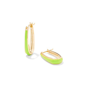 Kendra Scott Gold Kelsey Hoops in Chartreuse Enamel