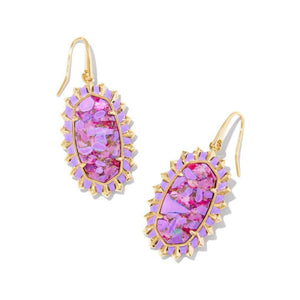 Kendra Scott Dani Gold Color Burst Drop Earrings in Bronze Veined Violet Magnesite