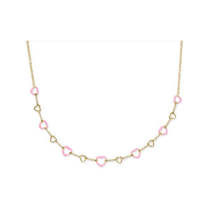 Kendra Scott Haisley Heart Strand Necklace in Pink Pearlescent Enamel