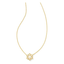 Load image into Gallery viewer, Kendra Scott Gold Snowflake Necklace in White Kyocera Opal
