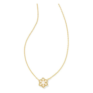 Kendra Scott Gold Snowflake Necklace in White Kyocera Opal