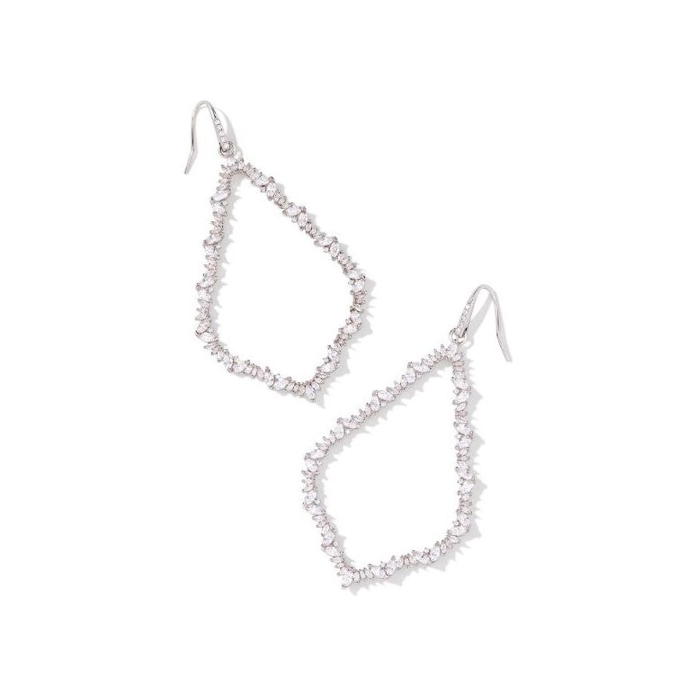 Kendra Scott Sophee Open Frame Earrings in White Crystal