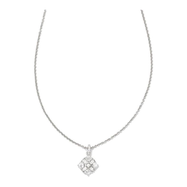 Kendra Scott Silver Dira Necklace in White Crystal