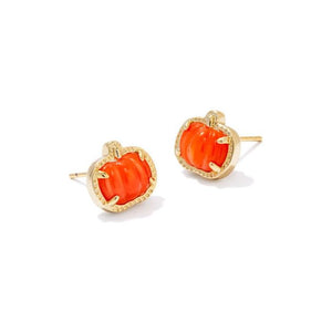 Kendra Scott Gold Pumpkin Stud Earrings in Orange Mother of Pearl