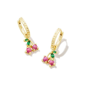 Kendra Scott Gold Cherry Convertible Earrings in Berry Kyocera Opal