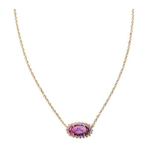 Kendra Scott  Elisa Gold Color Burst Necklace in Bronze Veined Violet Magnesite