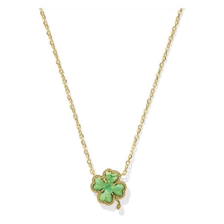 Kendra Scott Clover Necklace in Lime Green Magnesite