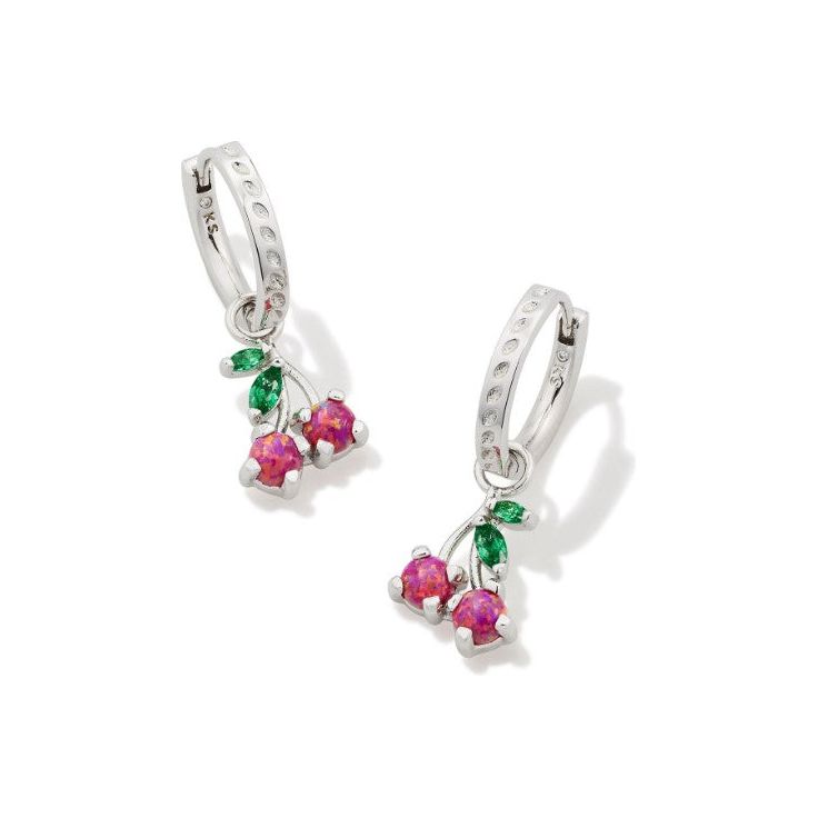 Kendra Scott Silver Cherry Convertible Earrings in Berry Kyocera Opal