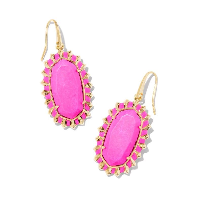 Kendra Scott Dani Gold Color Burst Drop Earrings in Neon Pink Magnesite