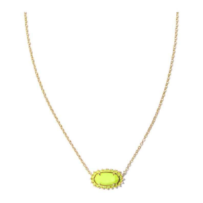 Kendra Scott  Elisa Gold Color Burst Necklace in Chartreuse Magnesite